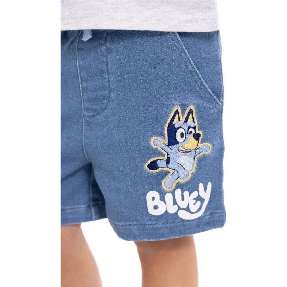 Bluey Kids 4T T Shirt‎ and Denim Shorts Set Bluey Character Graphic NWT